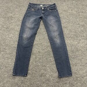 Cruz Jeans Womens Size 9 Blue Rhinestone Embellished Slim Fit Stretch Denim